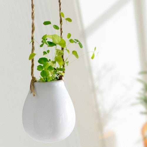 AIBEI-ZAKKA Ceramic White Hanging Flower Pot